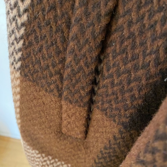 Alpaca Fashion Classic Basynu Lapin fur collar plaid coat, brown/beige Size M - Picture 11 of 16